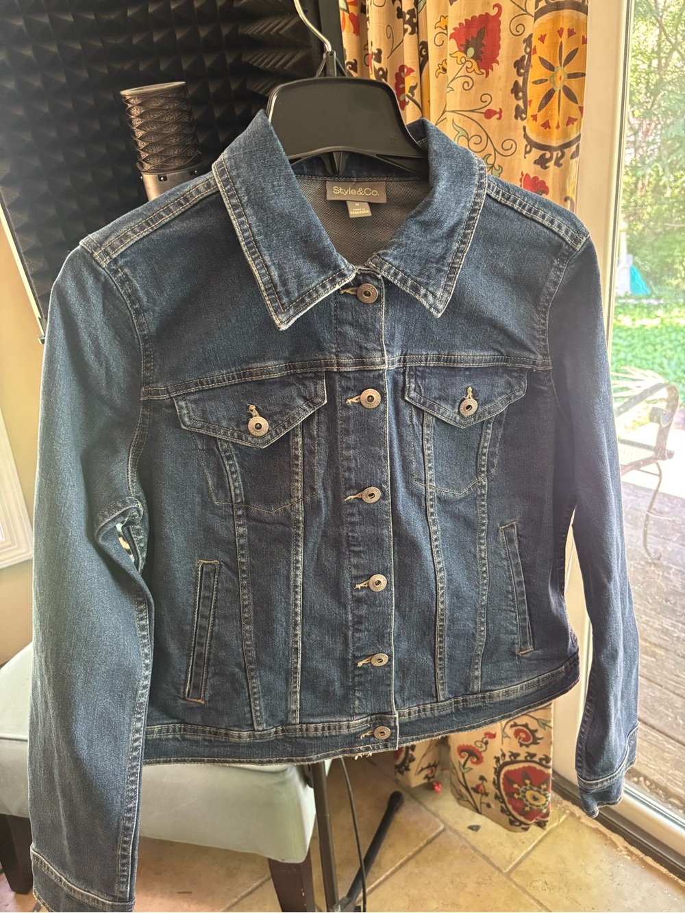 Style & Co. Medium Blue Denim Jean Jacket with Button Front